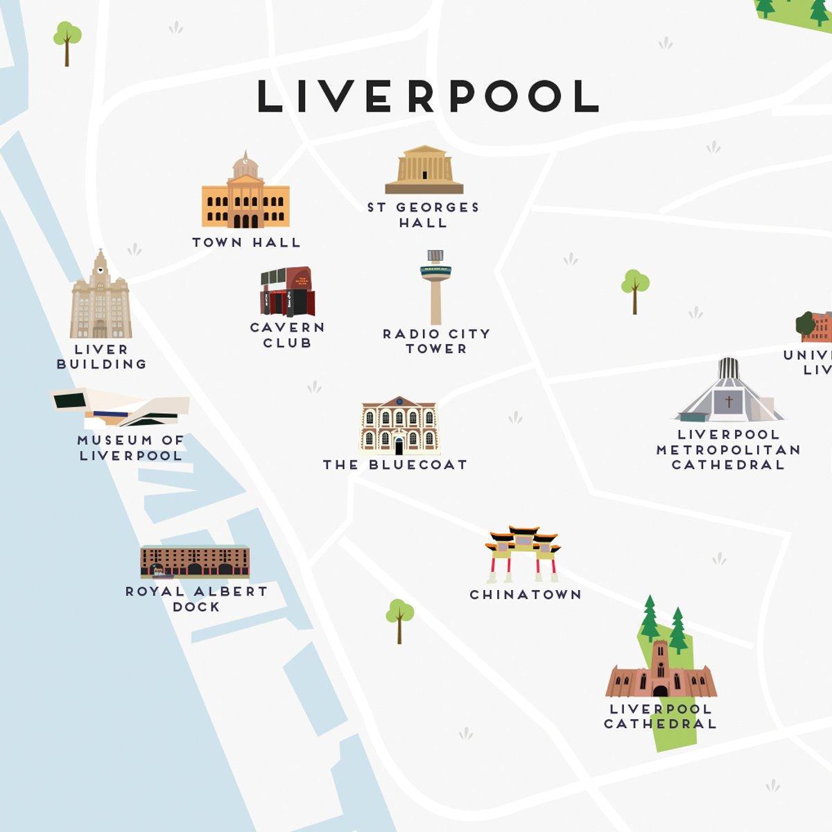 Illustrated Liverpool Map Print – Pepper Pot Studios
