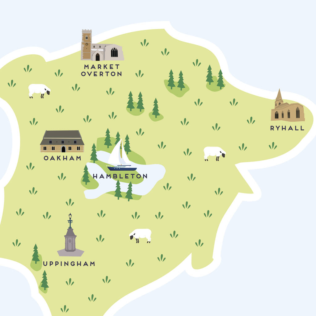 Illustrated Rutland Map Print – Pepper Pot Studios