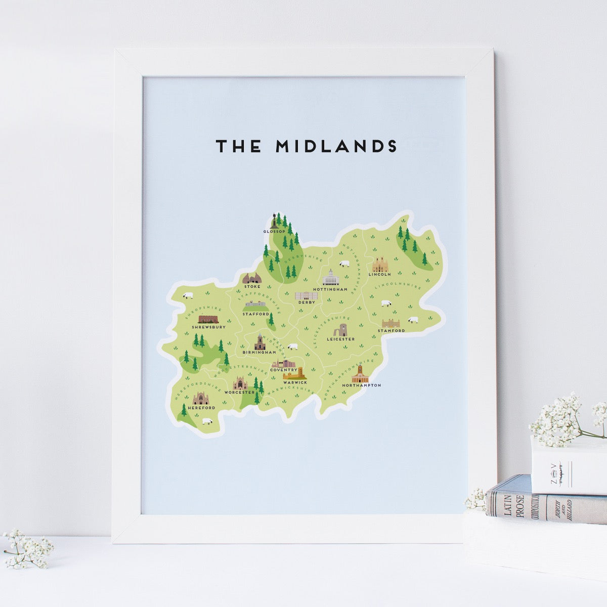 Illustrated The Midlands Map Print – Pepper Pot Studios