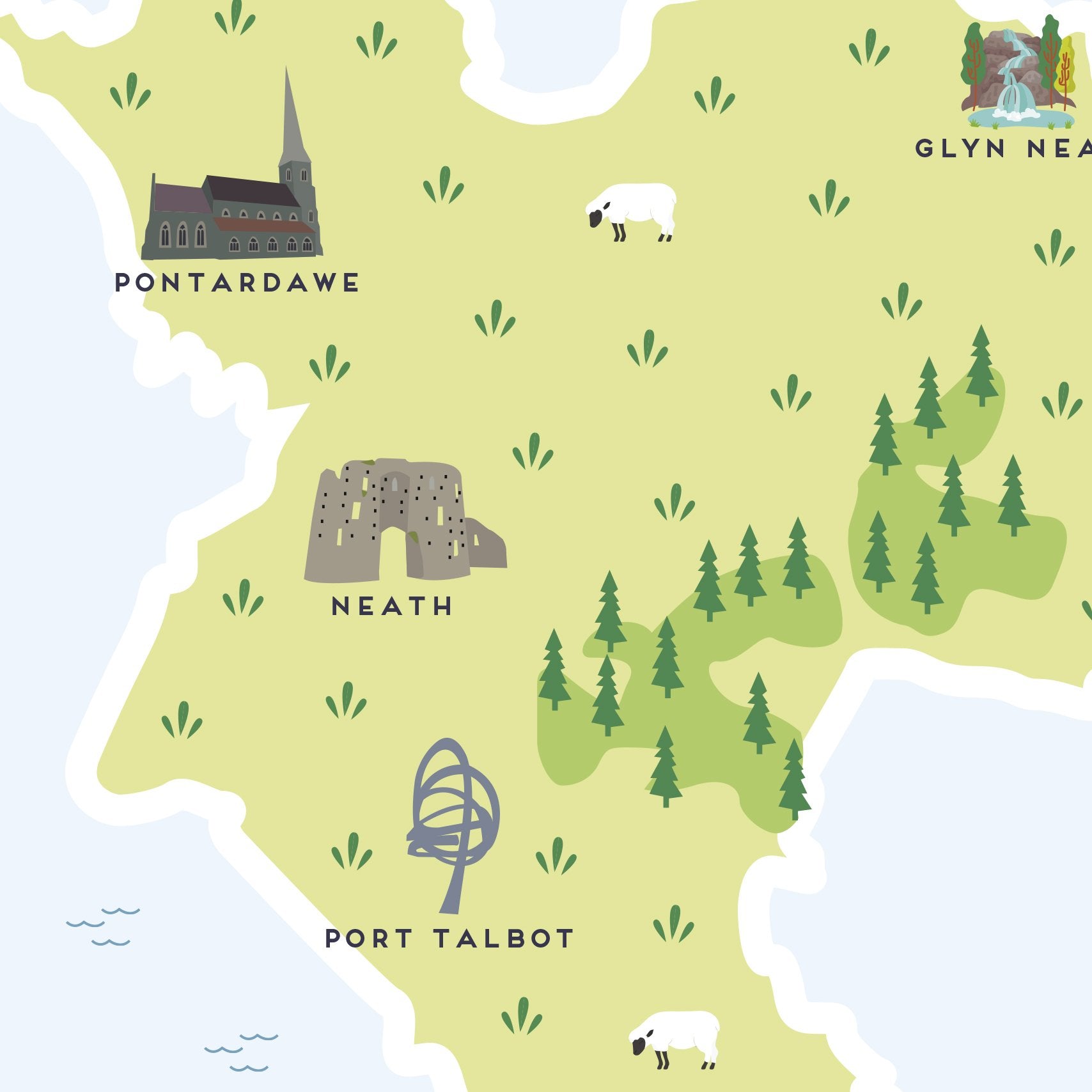 Neath Map Neath Port Talbot Map – Pepper Pot Studios