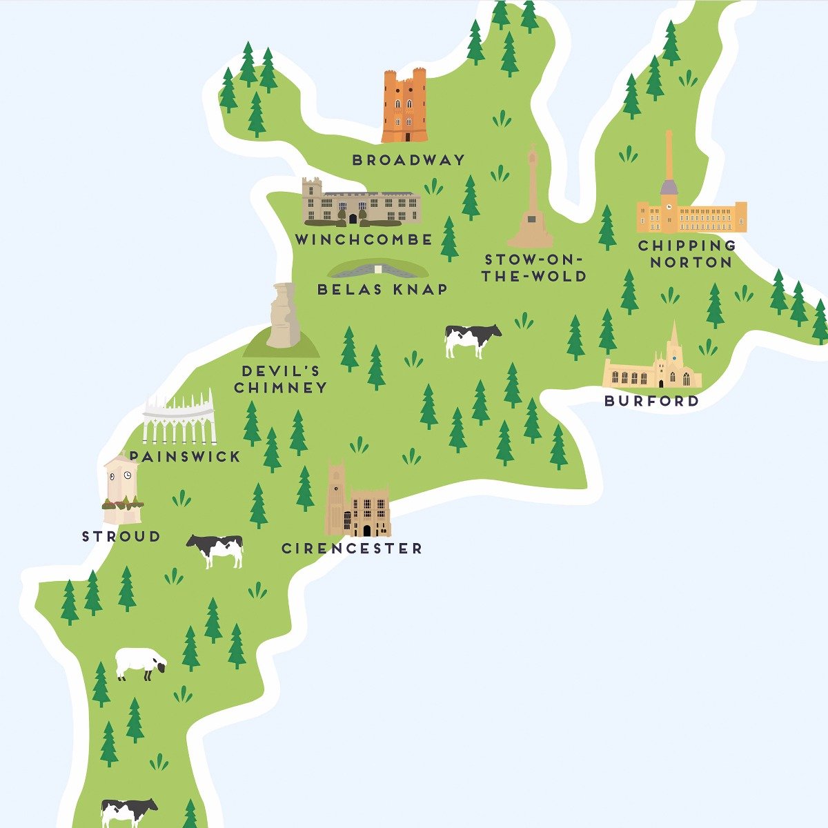 The Cotswolds Map – Pepper Pot Studios